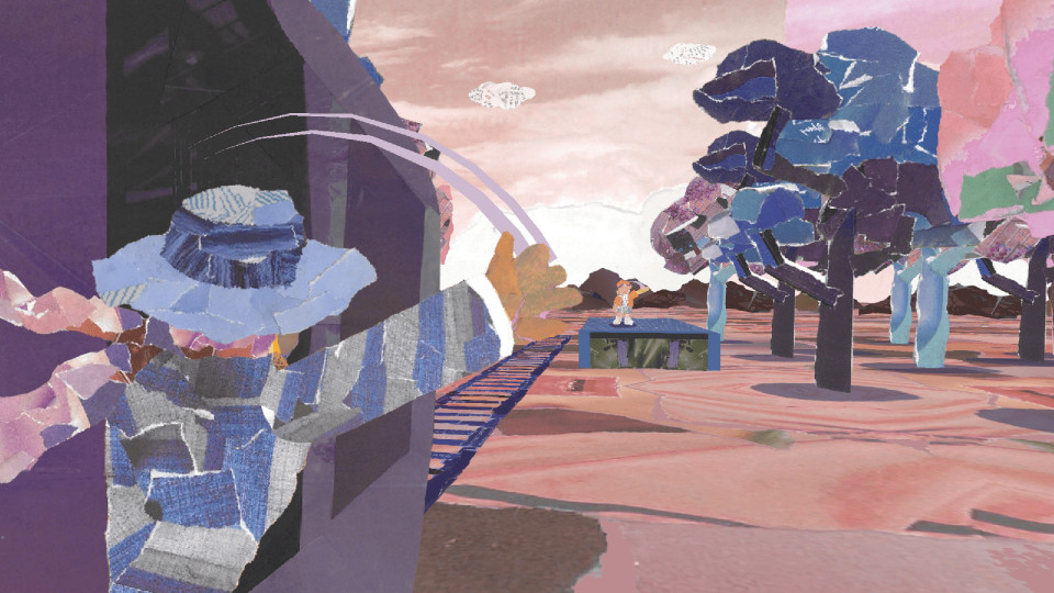 Une capture d'écran du jeu, une personne dans un train fait au revoir à une autre sur un quai